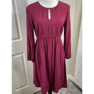 Old Navy Maternity Dress Keyhole Long Sleeve Burgundy Casual Dress S‎